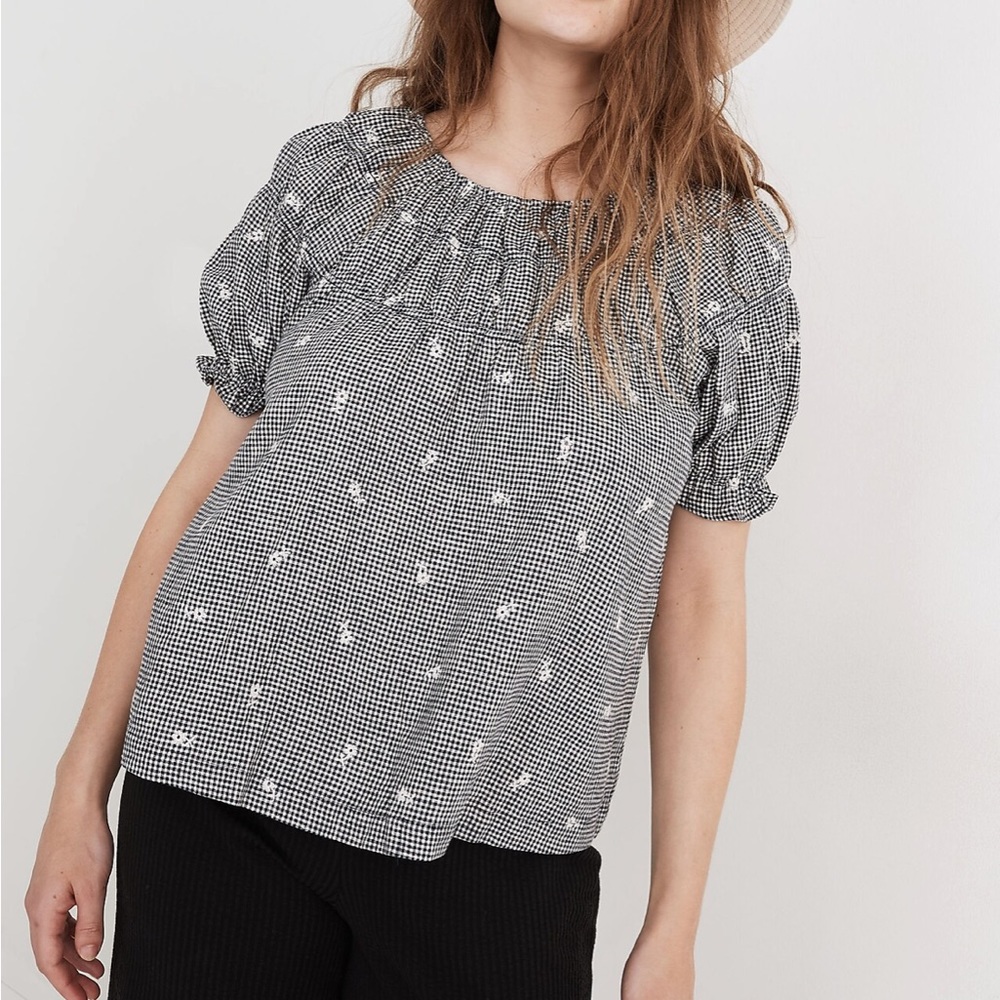 Madewell Black and White Gingham Blouse